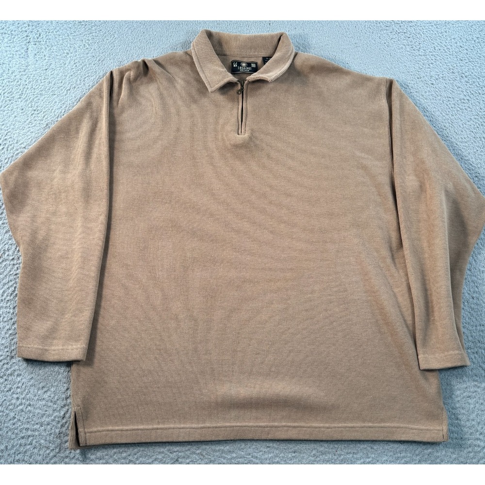 J. Riggings Sweater Men's XL Beige Quarter Zip Knit Sports Performance Preppy
